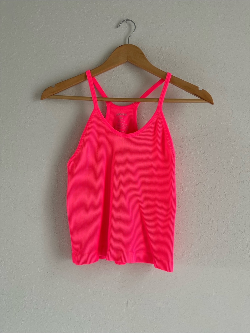 Women's Neon Pink Ribbed Tank with Double Straps